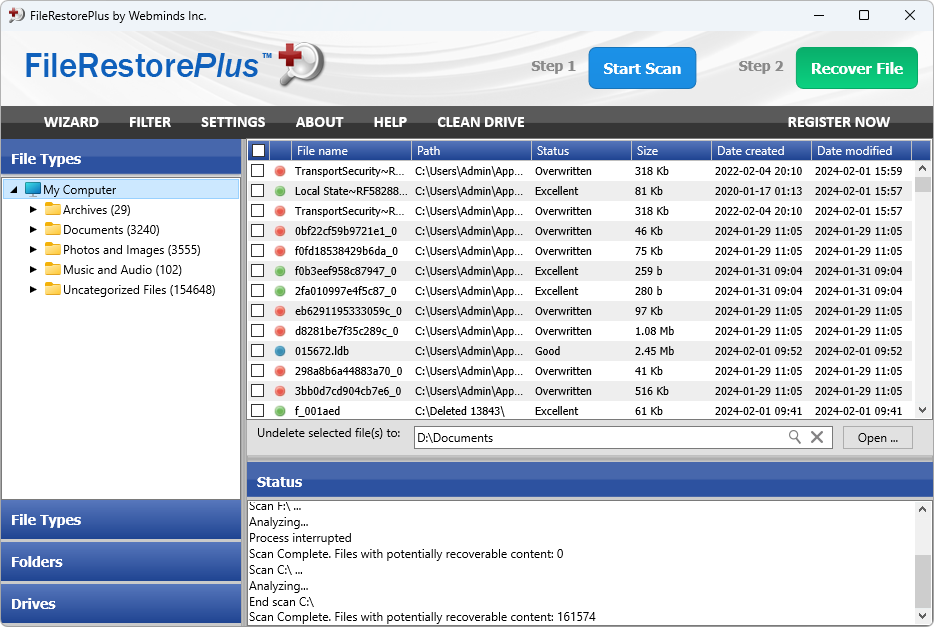 FileRestorePlus Folders